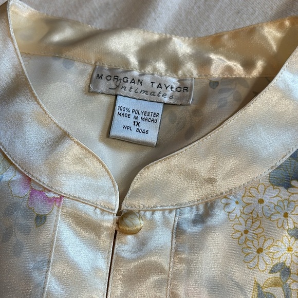 Morgan Taylor Intimates Short Satin Yellow‎ Pastel Floral Nightgown Kimono XL - Picture 11 of 11